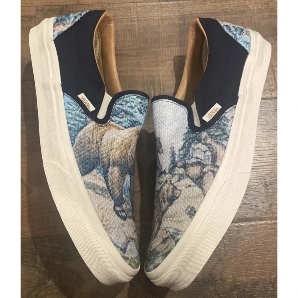 Vans Slip On Shoes Cali Tapestry Forest Bears Skate Sneakers Men's Size 8 - Picture 6 of 8